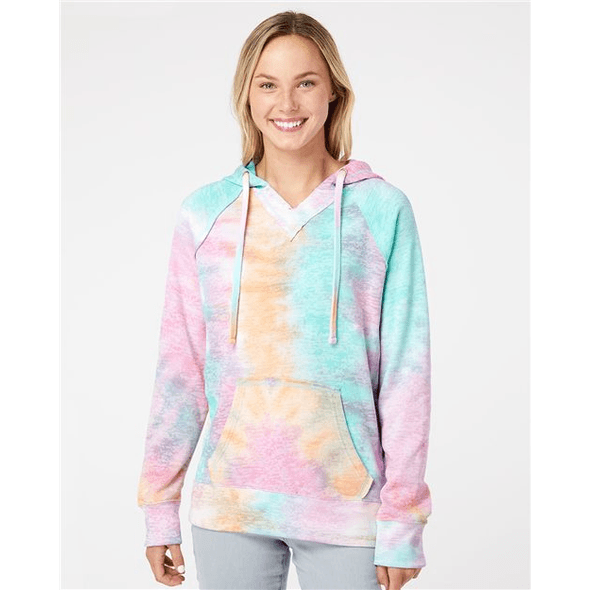 Raspberry Swirl Burnout V-Notch Hoodie - Unique & Stylish